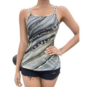 Marble Print Chain Detail Cami Top Size L